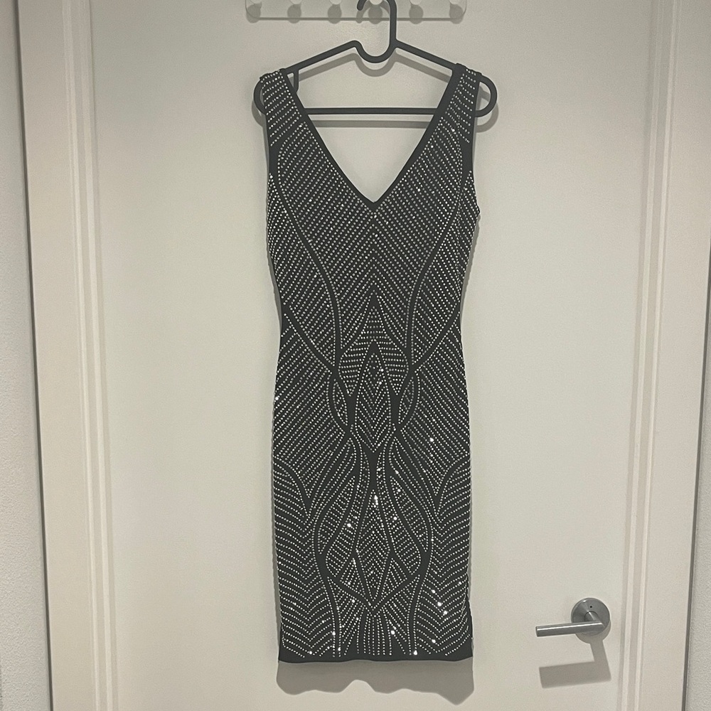 Symphony Elegant Black and Silver Mini Dress